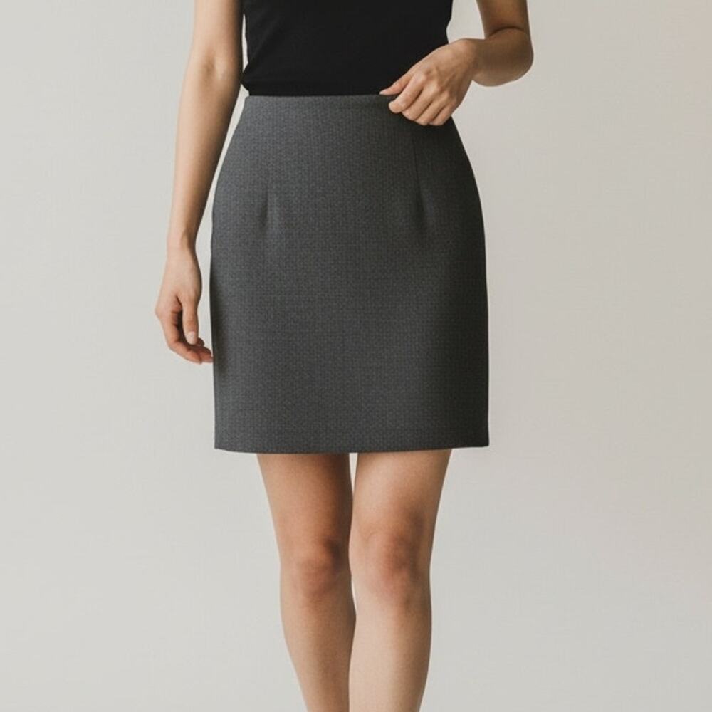 J. Crew Straight Pencil Wool Lined Lightweight Mini Skirt Back Slit ZipUp 8 Grey